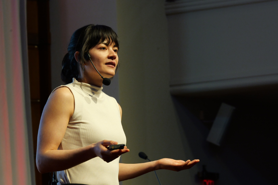 Keynote speaker Molly Kawahata giving her speech at the 2025 Climate Action Summit