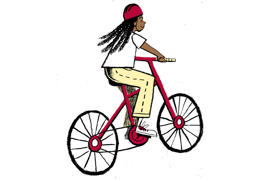 Illustration of a woman on a bicycle