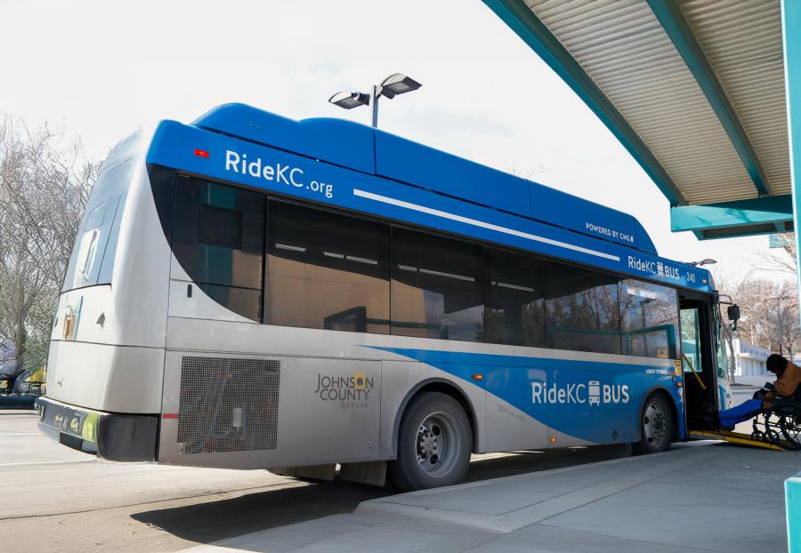 Ride KC bus with wheelchair passenger boarding