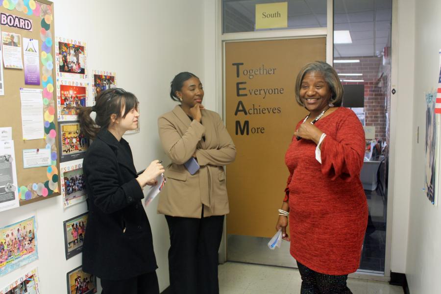 Guests tour Bare Essentials Childcare Center in Kansas City, Missouri.