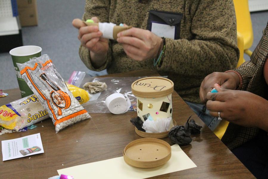 Attendees learned about making small, musical instruments to use in their classrooms and child care programs.