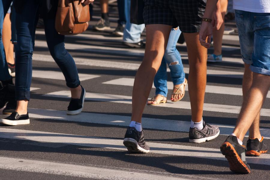 Crowded crosswalk in a city